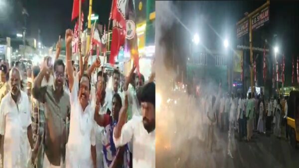 முன்னாள் அமைச்சர் காமராஜ் நீக்கம்; பட்டாசு வெடித்துக் கொண்டாடிய தொண்டர்கள்!