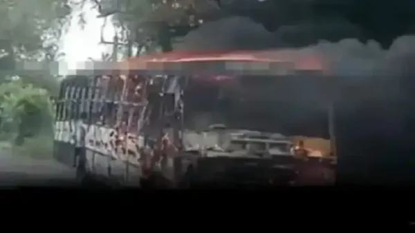 ஆற்காடு அருகே ஓடும் பஸ்சில் பயங்கரத் தீ: 56 பயணிகள் நூலிழையில் உயிர் தப்பினர்!
