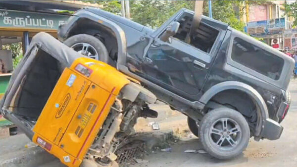 பிரேக்குக்கு பதில் ஆக்சிலேட்டர்: அப்பளமான ஆட்டோ