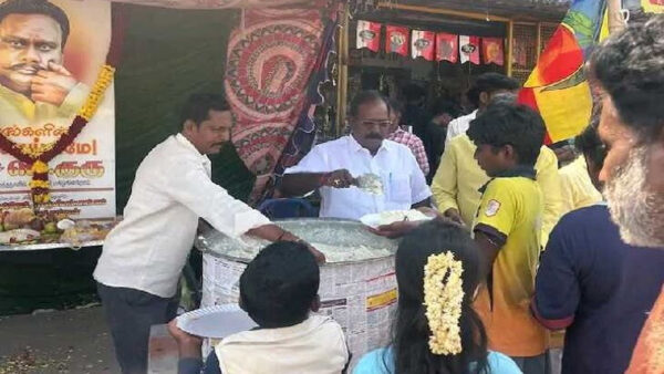 திருத்தேரியில் ஜெ.குருவுக்கு வீரவணக்கம்: அன்னதானம் வழங்கிய பாமக நிர்வாகிகள்