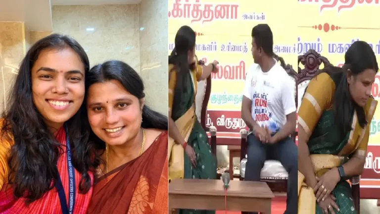 பேனர் பஞ்சாயத்துக்கு செக் வைத்த அமைச்சர்கள்.. அதிகாரிகளுக்குக் கடிவாளம் போட்டு கீர்த்தனா - ஜெகதீஸ்வரி செல்பி!