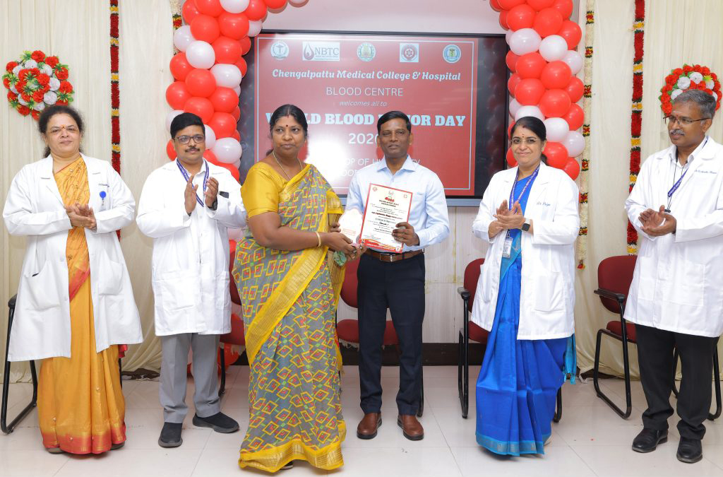 குருதி கொடையாளர்களுக்கு செங்கல்பட்டு ஆட்சியர் பாராட்டு