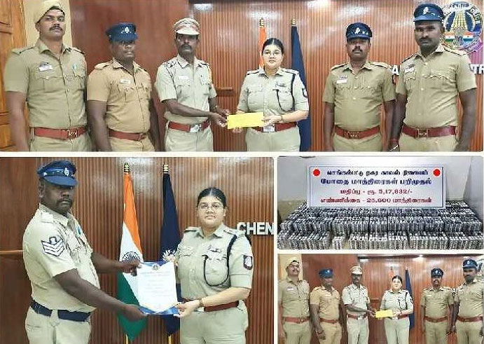 சிறப்பாக பணியாற்றிய காவலர்களுக்கு எஸ்.பி. பாராட்டு