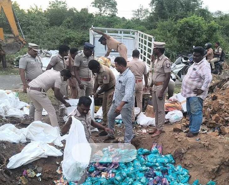 செங்கல்பட்டில் ₹40 லட்சம் மதிப்பிலான குட்கா அழிப்பு