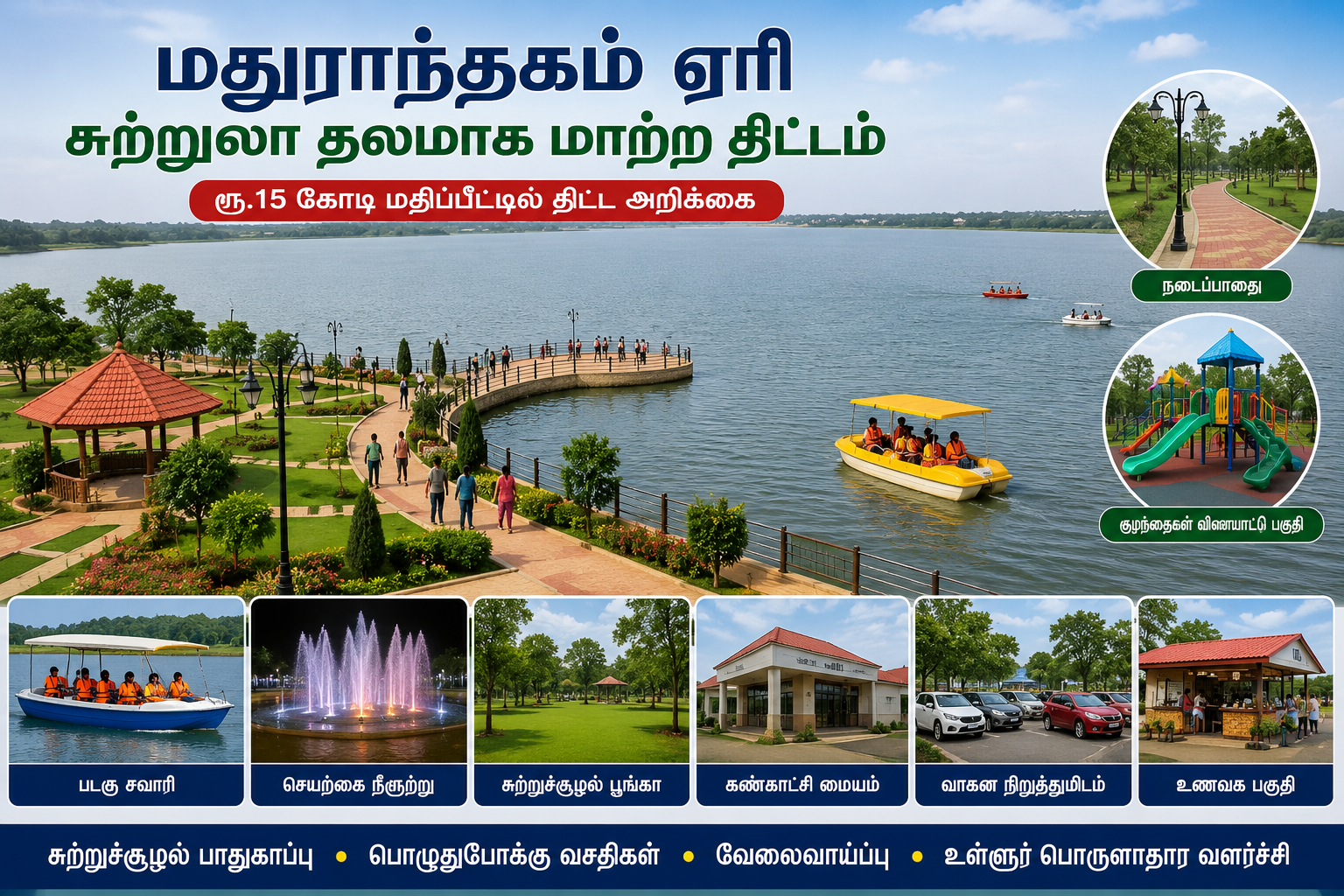சுற்றுலா தலமாக மாறும் மதுராந்தகம் ஏரி