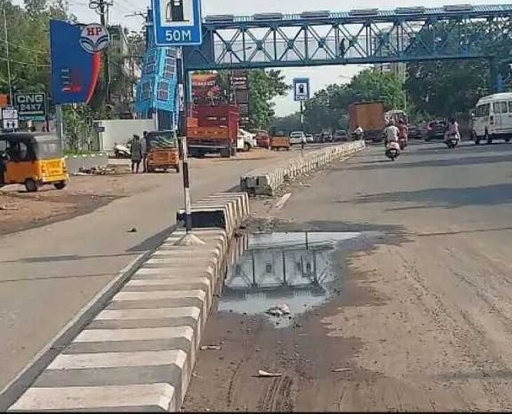 வண்டலூர் ஜி.எஸ்.டி. சாலையில் ஆபத்தான தடுப்புச்சுவர்