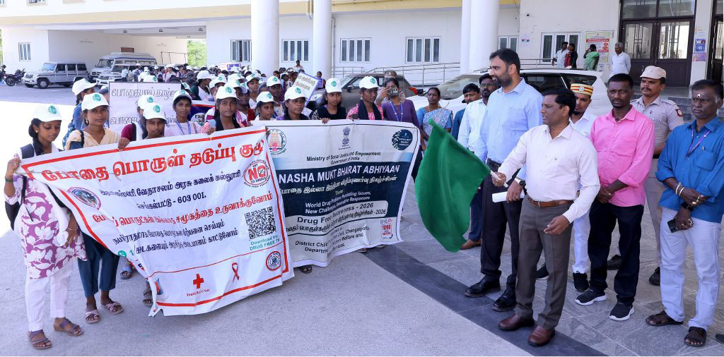 செங்கல்பட்டில் போதை இல்லா இந்தியா விழிப்புணர்வு பேரணி