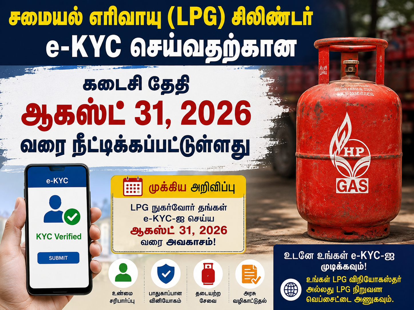 LPG சிலிண்டர் e-KYC செய்ய இன்றே கடைசி நாள்!