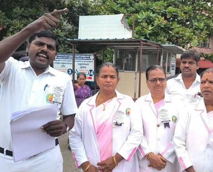 செங்கல்பட்டு செவிலியர்கள் கவன ஈர்ப்பு போராட்டம்