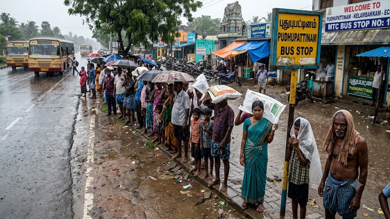 புதுப்பட்டினம் பேருந்து நிறுத்தம்: நிழற்குடை இல்லாமல் பயணியர் அவதி