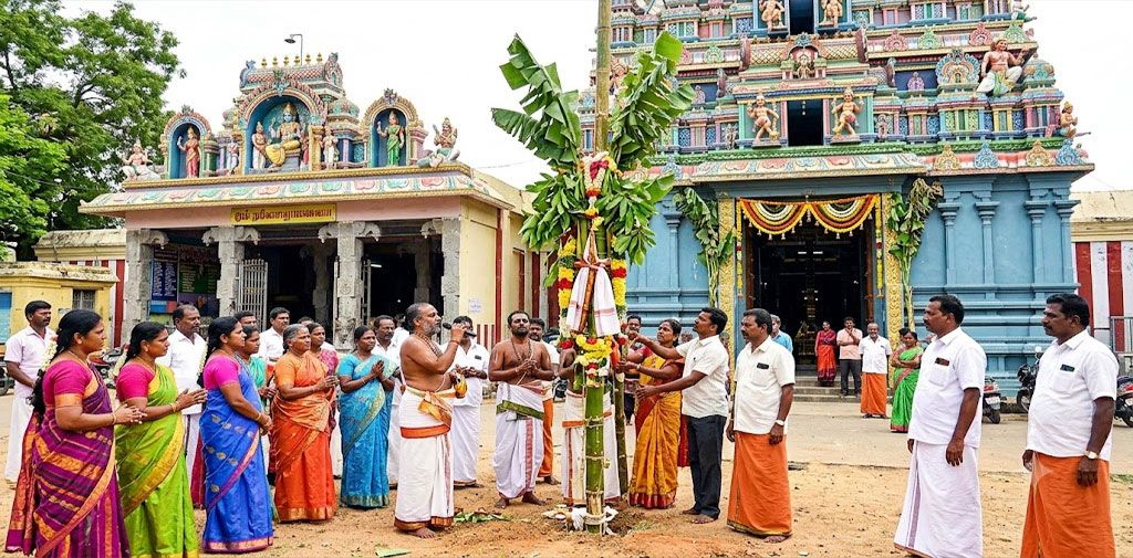 வரதராஜ பெருமாள் கோவில் கும்பாபிஷேகம்: பந்தக்கால் நடும் விழா