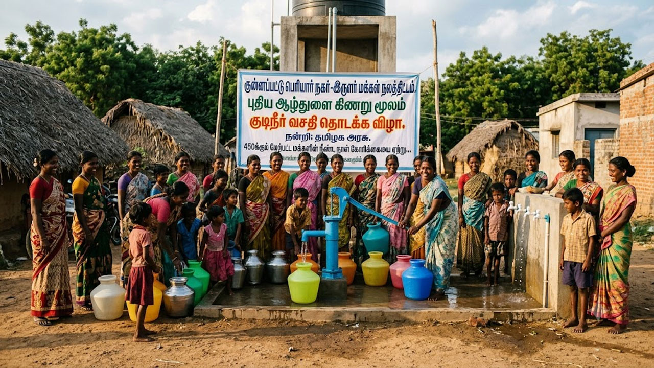 இருளர் மக்கள் வசிக்கும் பகுதியில் குடிநீர் வசதி தொடக்கம்