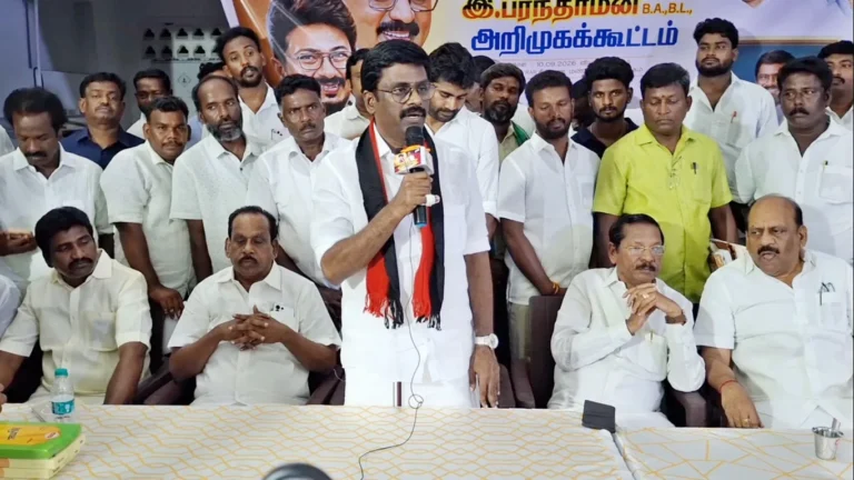 மதுராந்தகம் DMK வேட்பாளர் பரந்தாமன் அறிமுகம் – R.S.பாரதி பரபரப்பு பேச்சு