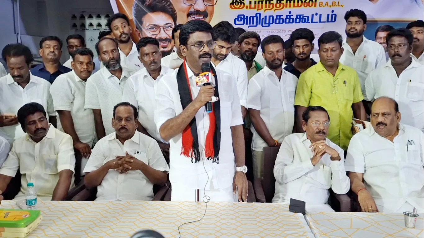 மதுராந்தகம் DMK வேட்பாளர் பரந்தாமன் அறிமுகம் – R.S.பாரதி பரபரப்பு பேச்சு