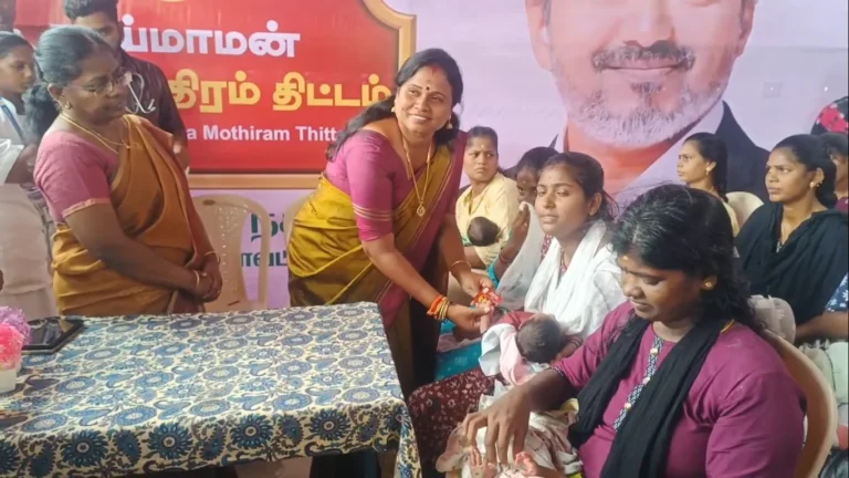 13 பச்சிளம் குழந்தைகளுக்கு தங்கப் பரிசு! - மதுராந்தகத்தில் மோதிரம் அணிவித்த மரகதம் குமரவேல்